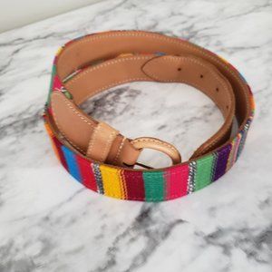 Leather colorful Guatemalan Textile belt.ML